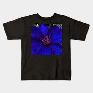 The Deep Quiet Joy of Neon Blue Clematis Kids T-Shirt